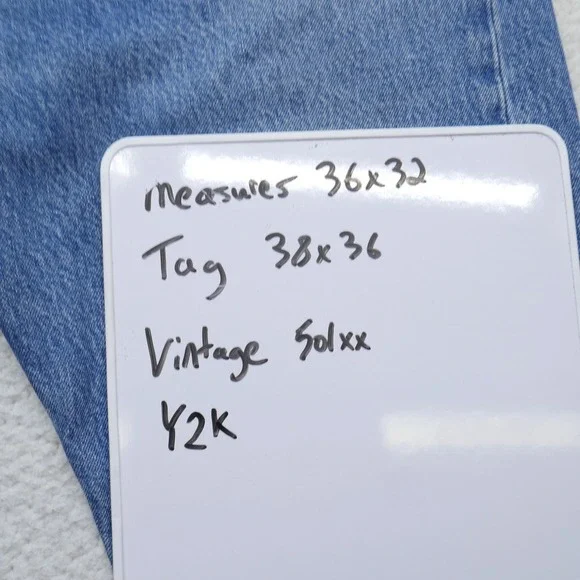Vintage Levi's 501XX Jeans Mens 36x32 Y2K 2000s Blue Denim Button Fly Distressed